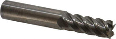Accupro - 15/32", 1-1/4" LOC, 1/2" Shank Diam, 3" OAL, 5 Flute, Solid Carbide Square End Mill - Single End, Uncoated, Spiral Flute, 45° Helix, Centercutting, Right Hand Cut, Right Hand Flute - Benchmark Tooling