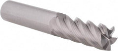 Accupro - 5/16", 1-1/4" LOC, 5/16" Shank Diam, 4" OAL, 5 Flute, Solid Carbide Square End Mill - Single End, Uncoated, Spiral Flute, 45° Helix, Centercutting, Right Hand Cut, Right Hand Flute - Benchmark Tooling
