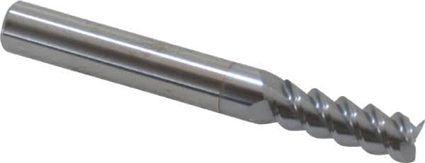 Accupro - 9/32", 13/16" LOC, 5/16" Shank Diam, 2-1/2" OAL, 3 Flute, Solid Carbide Square End Mill - Single End, TiCN Finish, Spiral Flute, 60° Helix, Centercutting, Right Hand Cut, Right Hand Flute - Benchmark Tooling