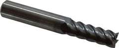 Accupro - 11/32", 1" LOC, 3/8" Shank Diam, 2-1/2" OAL, 5 Flute, Solid Carbide Square End Mill - Single End, TiCN Finish, Spiral Flute, 45° Helix, Centercutting, Right Hand Cut, Right Hand Flute - Benchmark Tooling