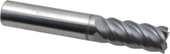 Accupro - 7/16", 1" LOC, 7/16" Shank Diam, 2-3/4" OAL, 5 Flute, Solid Carbide Square End Mill - Single End, TiCN Finish, Spiral Flute, 45° Helix, Centercutting, Right Hand Cut, Right Hand Flute - Benchmark Tooling