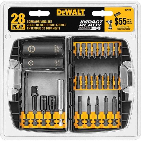 DeWALT - 28 Piece, Screwdriver Bit Set - SQ1, SQ2, SQ3, 1/4" Drive - Benchmark Tooling