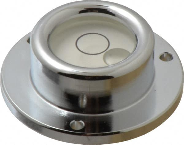 Geier & Bluhm, Inc. - 1-3/4 Inch Base Diameter x 0.63 Inch Overall Height, 1 Circle, Brass Bull's Eye Circular Level - 0.315 Inch Vial Diameter, 13/16 Inch Inner Diameter, 0.12 Inch Mounting Hole Diameter, 0.1 Inch Sensitivity, -40 to 160°F - Benchmark Tooling