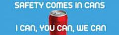 NMC - Safety Comes in Cans - I Can, You Can, We Can, 120 Inch Long x 36 Inch High, Safety Banner - Polyethylene, English, Printed on 1 Side - Benchmark Tooling