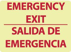 NMC - Emergency Exit, Plastic Exit Sign - 14" Wide x 10" High, English/Spanish, Glow-in-the-Dark - Benchmark Tooling