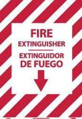 NMC - Fire Extinguisher, Plastic Fire Sign - 14" Wide x 10" High, English/Spanish, Glow-in-the-Dark - Benchmark Tooling