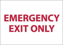 NMC - Emergency Exit Only, Aluminum Exit Sign - 10" Wide x 7" High - Benchmark Tooling