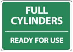 NMC - "Full Cylinders - Ready for Use", 14" Long x 10" Wide, Pressure-Sensitive Vinyl Safety Sign - Rectangle, 0.004" Thick, Use for Accident Prevention - Benchmark Tooling