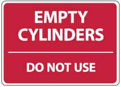 NMC - "Empty Cylinders - Do Not Use", 10" Long x 14" Wide, Pressure-Sensitive Vinyl Safety Sign - Rectangle, 0.004" Thick, Use for Accident Prevention - Benchmark Tooling