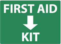 NMC - "First Aid Kit", 10" Long x 14" Wide, Pressure-Sensitive Vinyl Safety Sign - Rectangle, 0.004" Thick, Use for First Aid - Benchmark Tooling