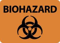 NMC - "Biohazard", 10" Long x 14" Wide, Pressure-Sensitive Vinyl Safety Sign - Rectangle, 0.004" Thick, Use for Hazardous Materials - Benchmark Tooling