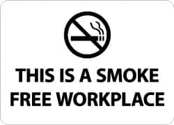 NMC - "This Is a Smoke Free Workplace", 10" Long x 14" Wide, Aluminum Safety Sign - Rectangle, 0.04" Thick, Use for Smoking Regulations - Benchmark Tooling