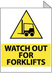 NMC - "Watch out for Forklifts", 10" Long x 8" Wide, Rigid Plastic Safety Sign - Rectangle, 0.05" Thick, Use for Accident Prevention - Benchmark Tooling