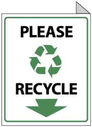 NMC - "Please Recycle", 10" Long x 8" Wide, Rigid Plastic Safety Sign - Rectangle, 0.05" Thick, Use for Restroom, Janitorial & Housekeeping - Benchmark Tooling