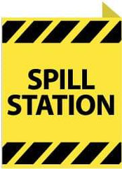 NMC - "Spill Station", 10" Long x 8" Wide, Rigid Plastic Safety Sign - Rectangle, 0.05" Thick, Use for Restroom, Janitorial & Housekeeping - Benchmark Tooling