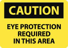 NMC - Accident Prevention Label, Header: CAUTION - Legend: Caution - Eye Protection Required in This Area, English, Black & Yellow, 5" Long x 3" High, Sign Muscle Finish - Benchmark Tooling