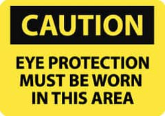 NMC - "Caution - Eye Protection Must Be Worn in This Area", 10" Long x 14" Wide, Rigid Plastic Safety Sign - Rectangle, 0.05" Thick, Use for Accident Prevention - Benchmark Tooling