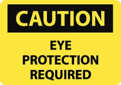 NMC - "Caution - Eye Protection Required", 10" Long x 14" Wide, Rigid Plastic Safety Sign - Rectangle, 0.05" Thick, Use for Accident Prevention - Benchmark Tooling