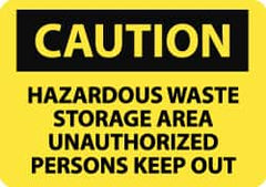 NMC - "Caution - Hazardous Waste Storage Area - Unauthorized Persons Keep Out", 10" Long x 14" Wide, Rigid Plastic Safety Sign - Rectangle, 0.05" Thick, Use for Hazardous Materials - Benchmark Tooling