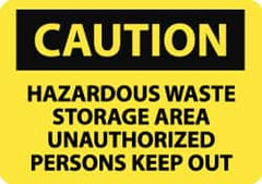 NMC - "Caution - Hazardous Waste Storage Area - Unauthorized Persons Keep Out", 7" Long x 10" Wide, Aluminum Safety Sign - Rectangle, 0.04" Thick, Use for Hazardous Materials - Benchmark Tooling