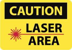 NMC - "Caution - Laser Area", 10" Long x 14" Wide, Rigid Plastic Safety Sign - Rectangle, 0.05" Thick, Use for Accident Prevention - Benchmark Tooling