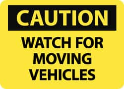 NMC - "Caution - Watch for Moving Vehicles", 10" Long x 14" Wide, Rigid Plastic Safety Sign - Rectangle, 0.05" Thick, Use for Accident Prevention - Benchmark Tooling