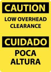 NMC - "Caution - Low Overhead Clearance", 14" Long x 10" Wide, Rigid Plastic Safety Sign - Rectangle, 0.05" Thick, Use for Accident Prevention - Benchmark Tooling