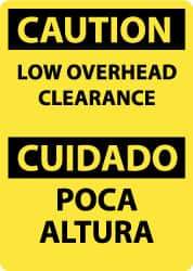 NMC - "Caution - Low Overhead Clearance", 14" Long x 10" Wide, Aluminum Safety Sign - Rectangle, 0.04" Thick, Use for Accident Prevention - Benchmark Tooling