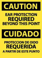 NMC - "Caution - Ear Protection Required Beyond This Point", 14" Long x 10" Wide, Pressure-Sensitive Vinyl Safety Sign - Rectangle, 0.004" Thick, Use for Accident Prevention - Benchmark Tooling