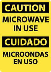 NMC - "Caution - Microwave in Use", 14" Long x 10" Wide, Rigid Plastic Safety Sign - Rectangle, 0.05" Thick, Use for Accident Prevention - Benchmark Tooling