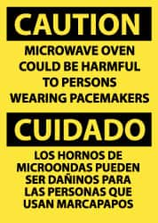 NMC - "Caution - Microwave Oven Could Be Harmful to Persons Wearing Pacemakers", 14" Long x 10" Wide, Pressure-Sensitive Vinyl Safety Sign - Rectangle, 0.004" Thick, Use for Accident Prevention - Benchmark Tooling