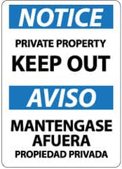 NMC - "Notice - Private Property - Keep Out", 14" Long x 10" Wide, Rigid Plastic Safety Sign - Rectangle, 0.05" Thick, Use for Security & Admittance - Benchmark Tooling