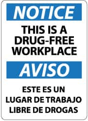 NMC - "Notice - This Is a Drug-Free Workplace", 14" Long x 10" Wide, Aluminum Safety Sign - Rectangle, 0.04" Thick, Use for Security & Admittance - Benchmark Tooling