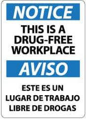 NMC - "Notice - This Is a Drug-Free Workplace", 14" Long x 10" Wide, Aluminum Safety Sign - Rectangle, 0.04" Thick, Use for Security & Admittance - Benchmark Tooling