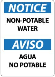 NMC - "Notice - Non-Potable Water", 14" Long x 10" Wide, Aluminum Safety Sign - Rectangle, 0.04" Thick, Use for Security & Admittance - Benchmark Tooling