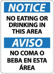 NMC - "Notice - No Eating or Drinking in This Area", 14" Long x 10" Wide, Rigid Plastic Safety Sign - Rectangle, 0.05" Thick, Use for Security & Admittance - Benchmark Tooling