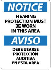 NMC - "Notice - Hearing Protection Must Be Worn in This Area", 14" Long x 10" Wide, Rigid Plastic Safety Sign - Rectangle, 0.05" Thick, Use for Accident Prevention - Benchmark Tooling