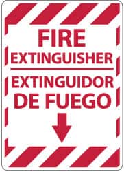 NMC - Fire Extinguisher, Aluminum Fire Sign - 14" Wide x 10" High, English/Spanish - Benchmark Tooling