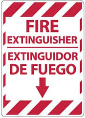 NMC - Fire Extinguisher, Aluminum Fire Sign - 14" Wide x 10" High, English/Spanish - Benchmark Tooling