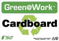 NMC - "Green @ Work - Cardboard", 7" Long x 10" Wide, Rigid Plastic Safety Sign - Rectangle, 0.01" Thick, Use for Restroom, Janitorial & Housekeeping - Benchmark Tooling