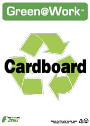 NMC - "Green @ Work - Cardboard", 14" Long x 10" Wide, Rigid Plastic Safety Sign - Rectangle, 0.01" Thick, Use for Restroom, Janitorial & Housekeeping - Benchmark Tooling