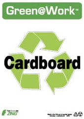 NMC - "Green @ Work - Cardboard", 14" Long x 10" Wide, Rigid Plastic Safety Sign - Rectangle, 0.01" Thick, Use for Restroom, Janitorial & Housekeeping - Benchmark Tooling
