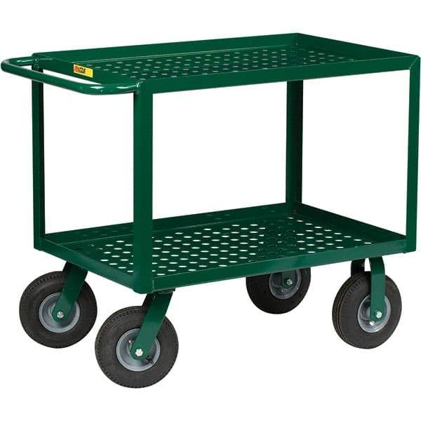 Little Giant - 1,000 Lb Capacity, 24" Wide x 36" Long x 35" High Service Cart - 2 Shelf, Steel, Pneumatic Casters - Benchmark Tooling