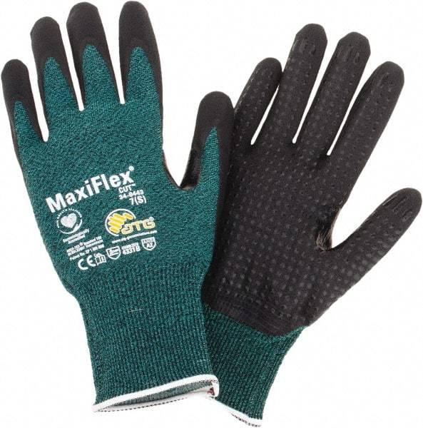PIP - Size S, ANSI Cut Lvl A2, Cut Resistant Gloves - Palm & Fingers Coated, Green/Black - Benchmark Tooling