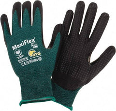 PIP - Size M, ANSI Cut Lvl A2, Cut Resistant Gloves - Palm & Fingers Coated, Green/Black - Benchmark Tooling