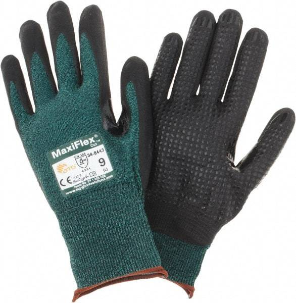 PIP - Size L, ANSI Cut Lvl A2, Cut Resistant Gloves - Palm & Fingers Coated, Green/Black - Benchmark Tooling
