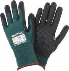 PIP - Size L, ANSI Cut Lvl A2, Cut Resistant Gloves - Palm & Fingers Coated, Green/Black - Benchmark Tooling