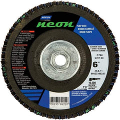 Norton - 80 Grit, 6" Disc Diam, 5/8-11 Center Hole, Type 27 Ceramic Alumina Flap Disc - 10,200 Max RPM, Polyester Backing, Arbor Attaching System, Coated - Benchmark Tooling