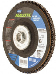 Norton - 60 Grit, 6" Disc Diam, 5/8-11 Center Hole, Type 27 Ceramic Alumina Flap Disc - 10,200 Max RPM, Polyester Backing, Arbor Attaching System, Coated - Benchmark Tooling