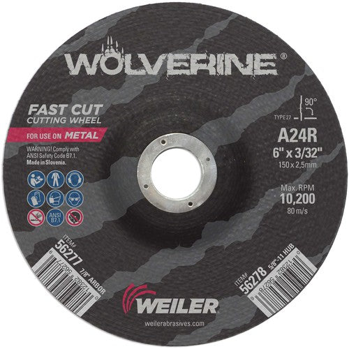 6″ × 3/32″ Type 27 Cutting Wheel, A24R, 7/8″ Arbor Hole - Benchmark Tooling